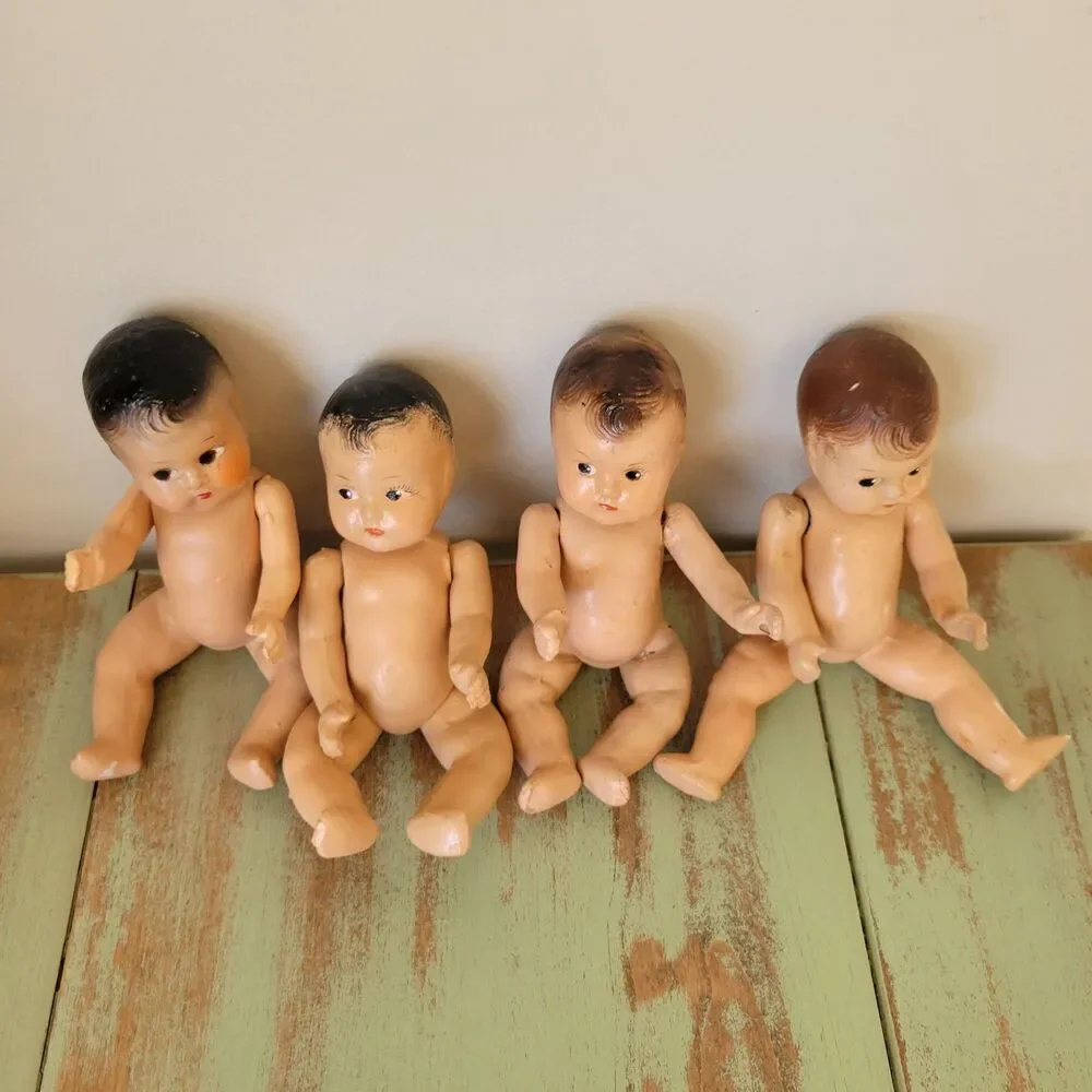 Vintage Crawling Baby Doll Quadruplets – Marked “Superior” & “Hollywood” –
